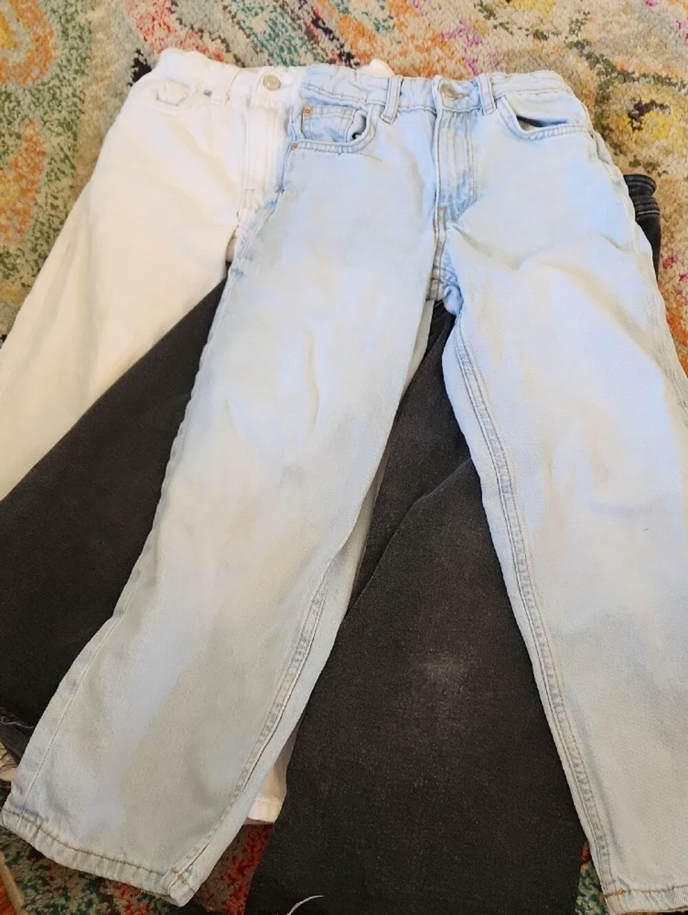 6 PAIRS Of GIRL Zara Blue (3), Black & Grey Kids Denim Jeans